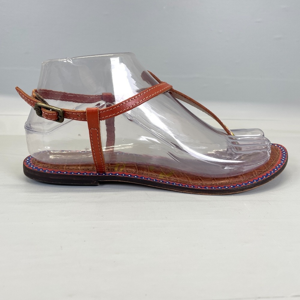 Sam Edelman Gigi Sandals Womens Size 7 Aztec Brown Leather Buckle Strappy Shoes